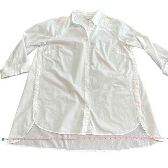 J. Jill Shirt Women L White Side-button Stepped-hem Tunic Side Button Detail - Picture 11 of 12